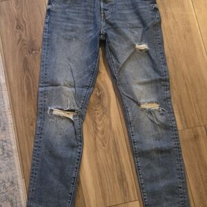 H&M &Denim Blue Distressed Straight Leg Jeans